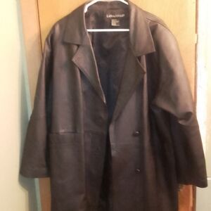 Savannah Black 100 % Leather Jacket Long Size X Demensions Are (23" X 34") VTG